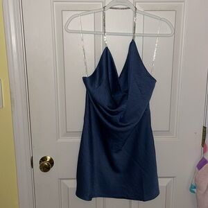 Blue Scoop Neck Dress